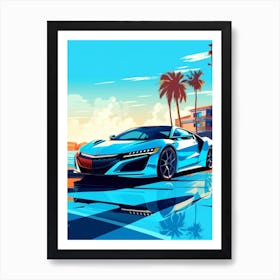 A Acura Nsx In French Riviera Car Illustration 3 Art Print