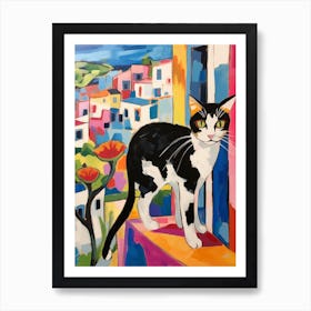 Painting Of A Cat In Athens Greece 3 Art Print