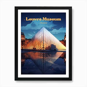 The Louvre Art Museum Digital Travel Illustration Art Print