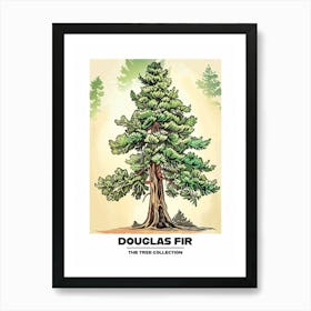 Douglas Fir Tree Storybook Illustration 1 Poster Art Print