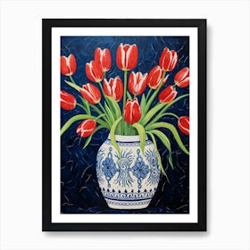 Flowers In A Vase Still Life Painting Tulips 10 Art Print