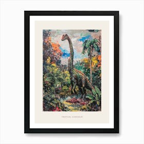 Dinosaur Tropical Brushstroke Painting Poster Art Print