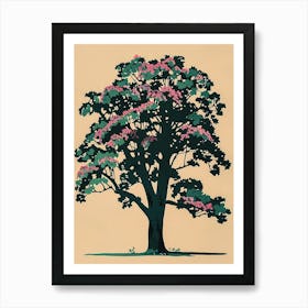 Alder Tree Colourful Illustration 1 Art Print