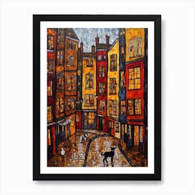 Painting Of London With A Cat In The Style Of Gustav Klimt 3 Art Print