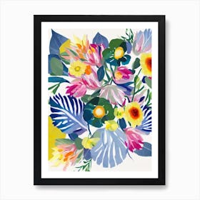 Proteas Modern Colourful Flower Art Print