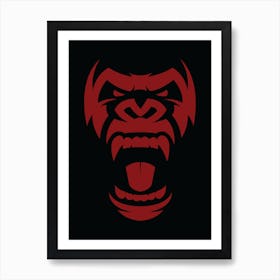 Gorilla Red Monkey Minimalist  Art Print