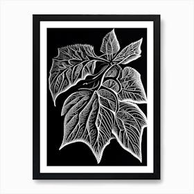 Strawberry Leaf Linocut 2 Art Print