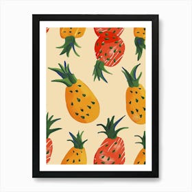 Pineapple Pattern Illustration 3 Art Print