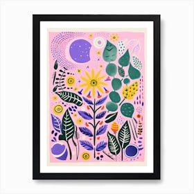 Abstract Botanical Risograph Style 15 Art Print