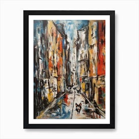 Painting Of A Vienna With A Cat In The Style Of Abstract Expressionism, Pollock Style 2 Art Print