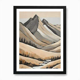 Neutral Mountain Range Painting Art Print