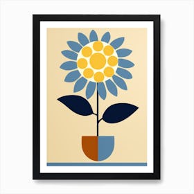 Sunflower In A Pot Art Print