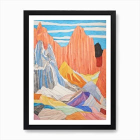 Vinson Massif Antarctica 2 Colourful Mountain Illustration Art Print