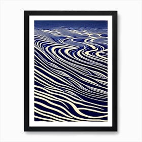 Water Ripples Waterscape Linocut 1 Art Print