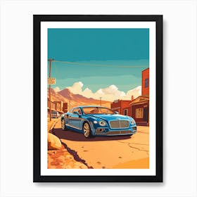 A Bentley Continental Gt Car In Route 66 Flat Illustration 2 Art Print