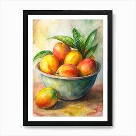 1 A Bowl Of Fresh Tropical Mangoes (1) Art Print