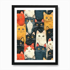 Perfectly Repeatable Artwork With Cute Cat Faces 23 Art Print