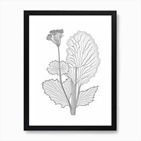 Coltsfoot Herb William Morris Inspired Line Drawing 2 Art Print