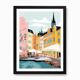 Helsingborg, Sweden, Flat Pastels Tones Illustration 1 Art Print