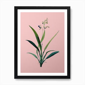 Vintage Flax Lilies Botanical on Soft Pink n.0553 Art Print