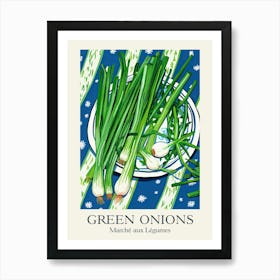 Marche Aux Legumes Green Onions Summer Illustration 6 Affiche