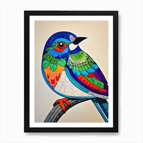 Bird On A Branch-Reimagined Art Print