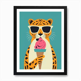 Leopard Eating Ice Cream Art Print