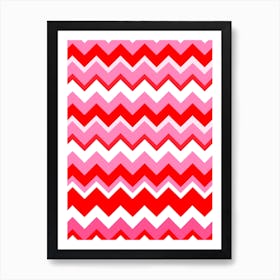 Red and Pink Chevron Art Print