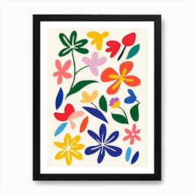 Flowers On A White Background 4 Art Print