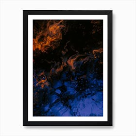 Abstract Blue And Orange Liquid Art Print