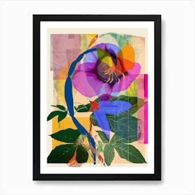 Morning Glory 1 Neon Flower Collage Art Print