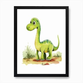 Cute Cartoon Amargasaurus Dinosaur 4 Art Print