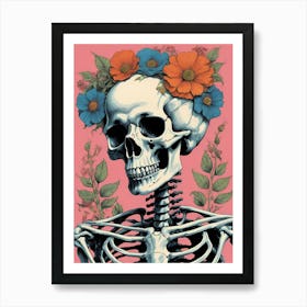 Floral Skeleton In The Style Of Pop Art (61) Art Print