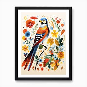 Scandinavian Bird Illustration American Kestrel 1 Art Print