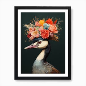 Bird With A Flower Crown Grebe 3 Art Print