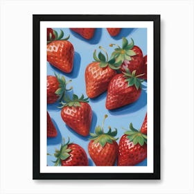 Strawberries On Light Blue Bacground Art Print Art Print
