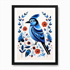 Scandinavian Bird Illustration Blue Jay 3 Art Print