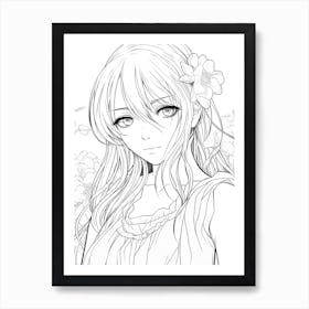 Bloom Body Girl Line Art 19 Art Print