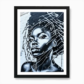 Graffiti Mural Of Beautiful Black Woman 265 Art Print