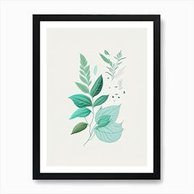 Mint Spices And Herbs Minimal Line Drawing 2 Art Print