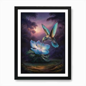 Hummingbird And Flower Art Print