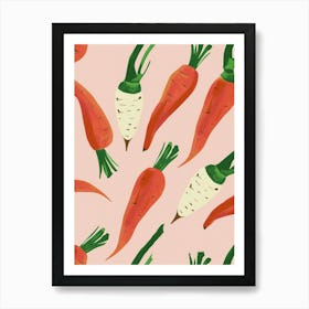 Root Vegetables Pattern Illustration 4 Art Print