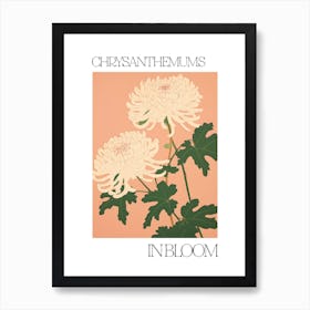 Chrysanthemums In Bloom Flowers Bold Illustration 4 Art Print