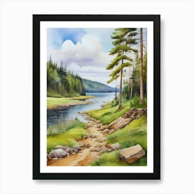 Landscape By The River Art Print