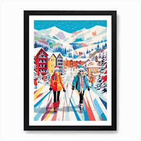 Telluride Ski Resort   Colorado Usa, Ski Resort Illustration 1 Art Print