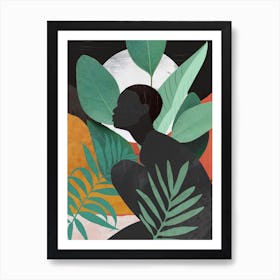 Tropical Girl Leaves  Art Print
