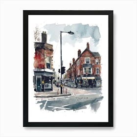 Barnet London Borough   Street Watercolour 4 Art Print