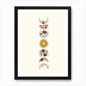 Floral Phases Of The Moon Art Print