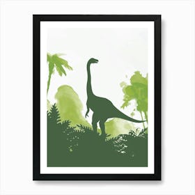 Gallimius Dinosaur Green Silhouette Art Print