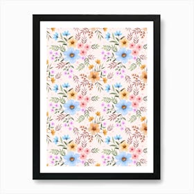 Watercolor Floral Pattern.Colorful roses. Flower day. artistic work. A gift for someone you love. Decorate the place with art. Imprint of a beautiful artist.27 Art Print